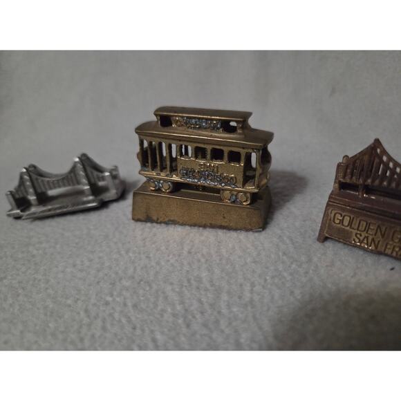 Lot 3 Vintage Metal Brass San Francisco Golden Gate Bridge Rail Car Souvenir - Picture 3 of 6